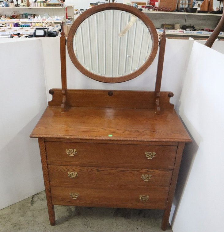 Oak Dresser With Mirror