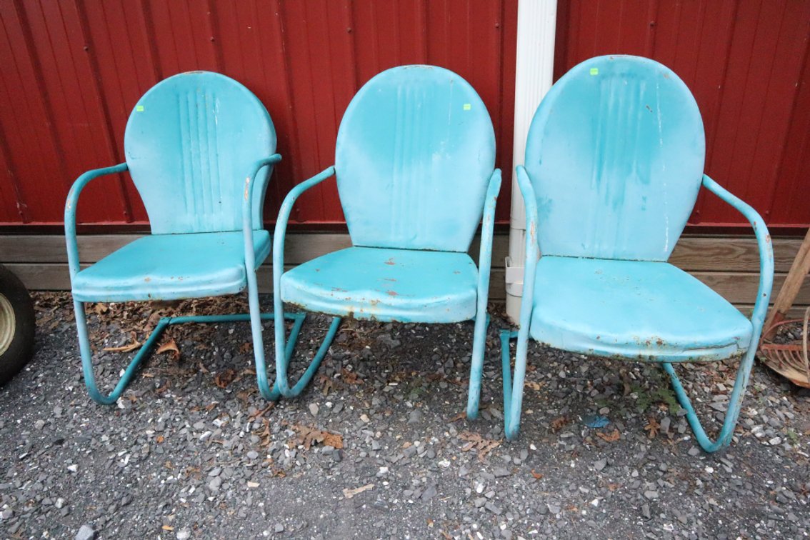 3 Vintage Metal Chairs