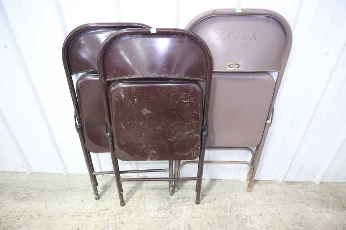 Three Metal Folding Chairs