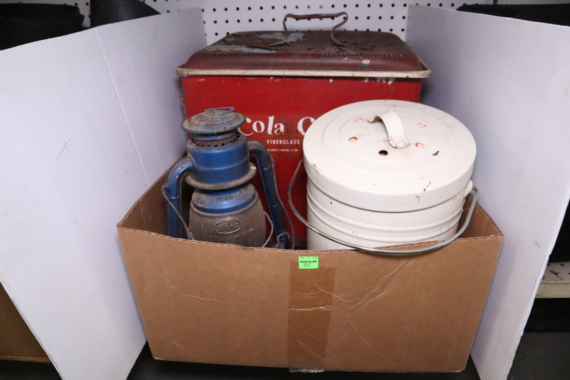 Vintage Cola Cooler, Lantern and Bucket