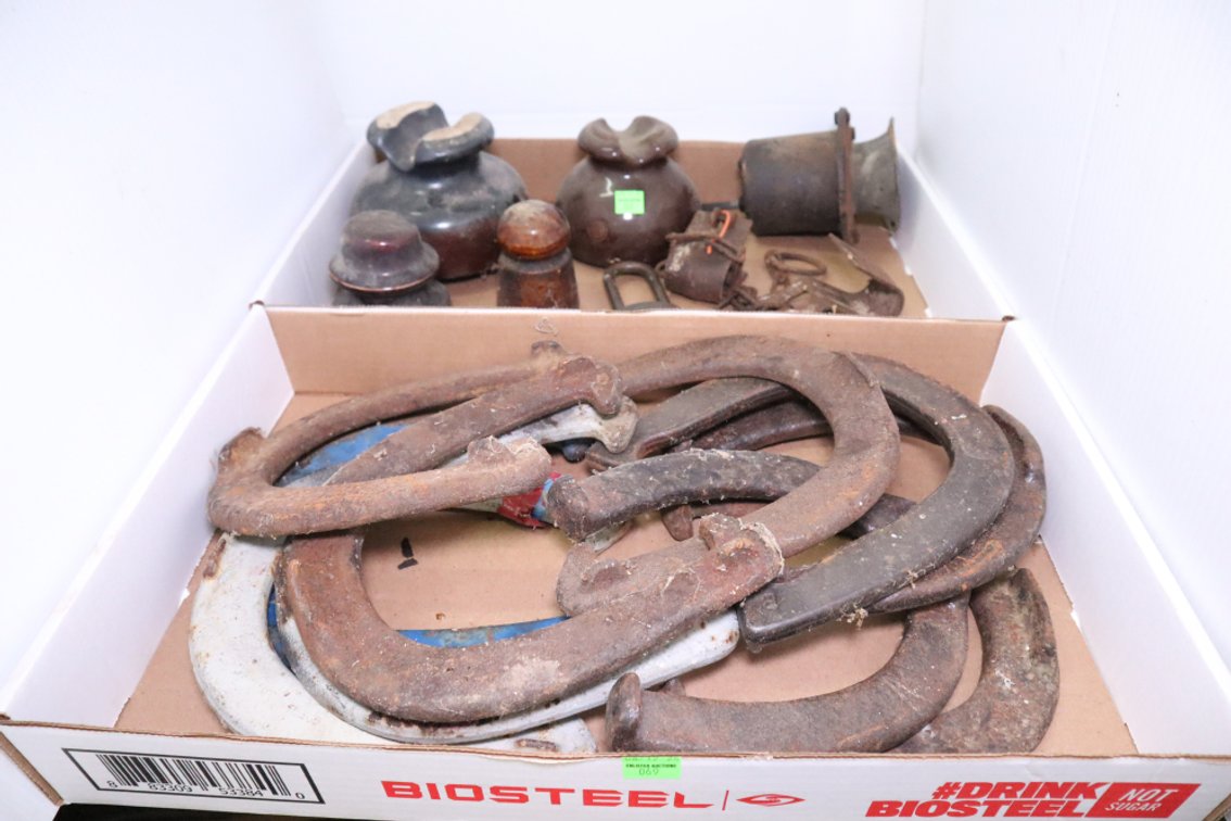 Horseshoes, Insulators, Antique Padlock