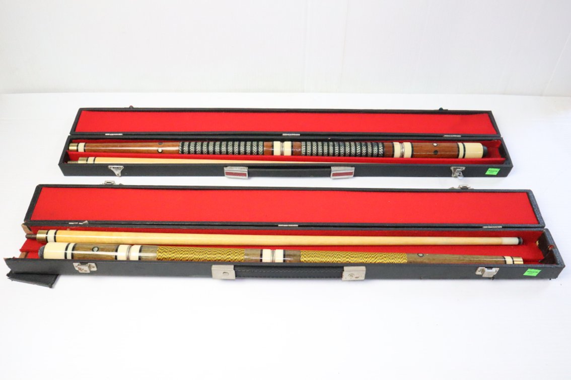 Pair of Pool Cues With Cases