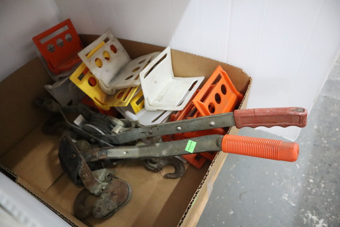 Pair of Come Hand Winches. and 4-Inch Strap Corner Protectors
