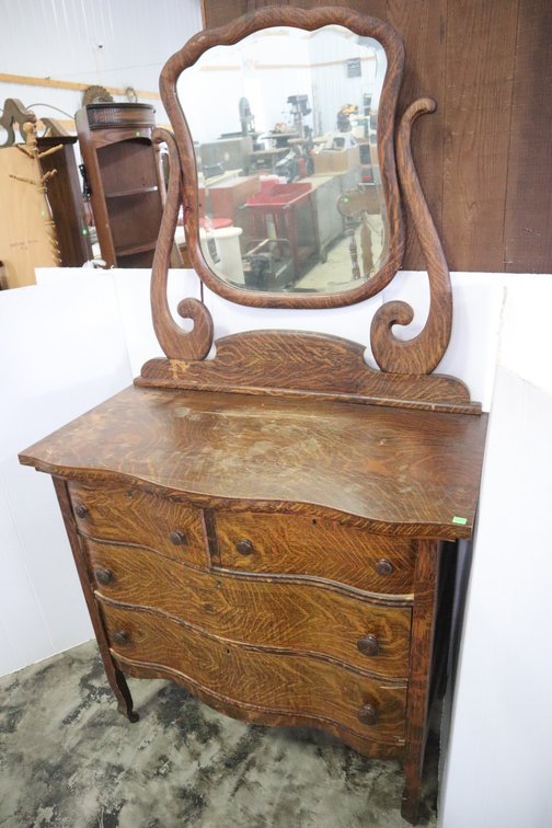 Oak Dresser With Mirror