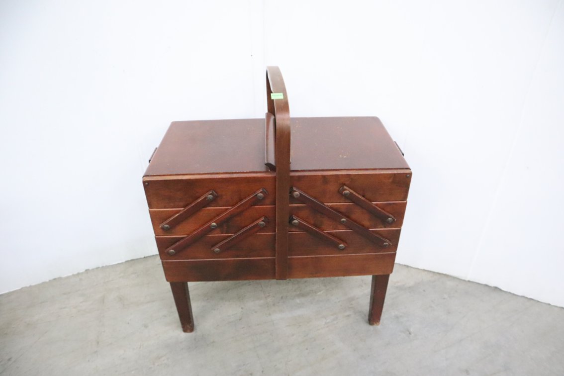 Accordion Sewing Stand With Sewing Supplies