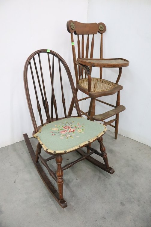 Antique Rocking Chair And High Chair