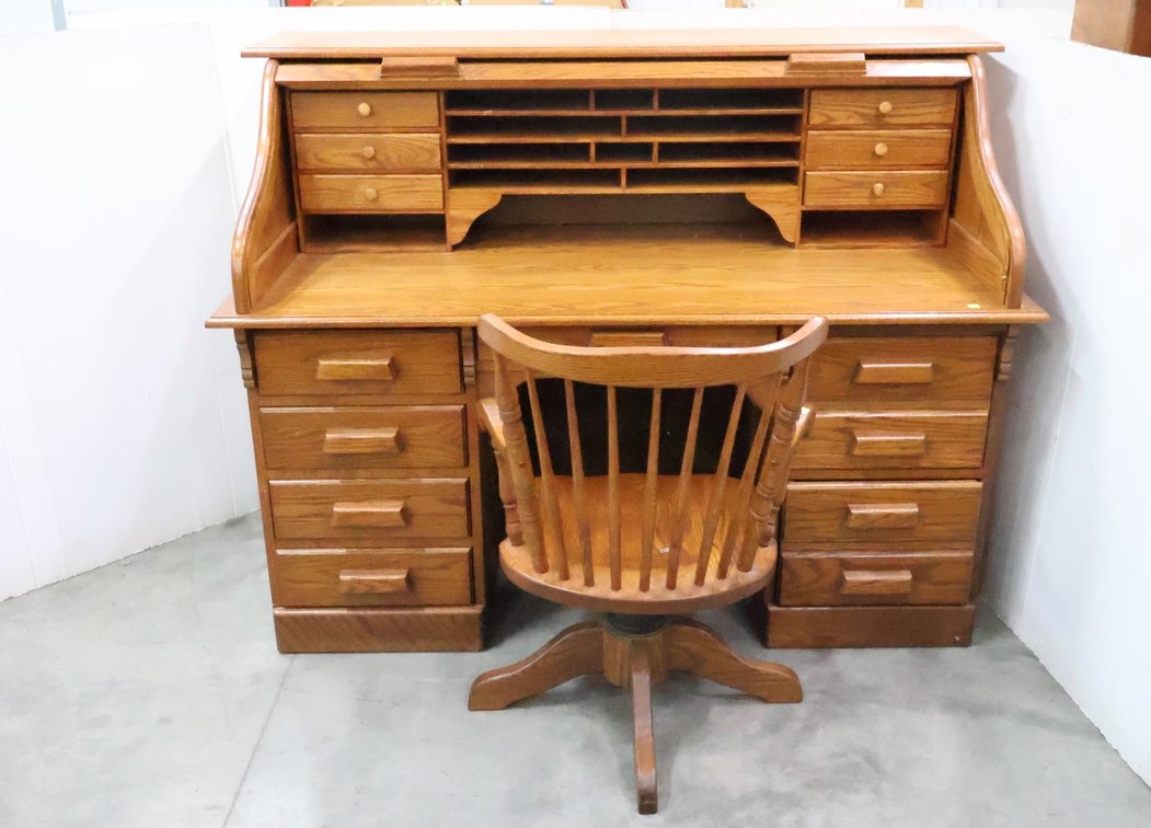 Oak Roll Top Desk
