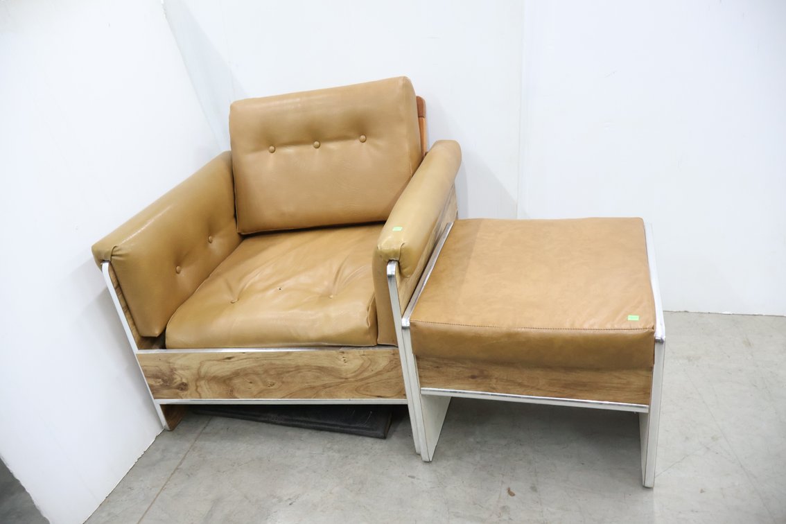 Mcm Style Armchair With Ottoman