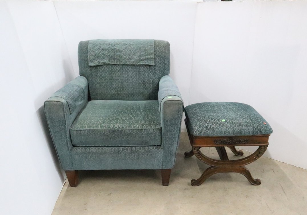Upholstered Chair and Ottoman
