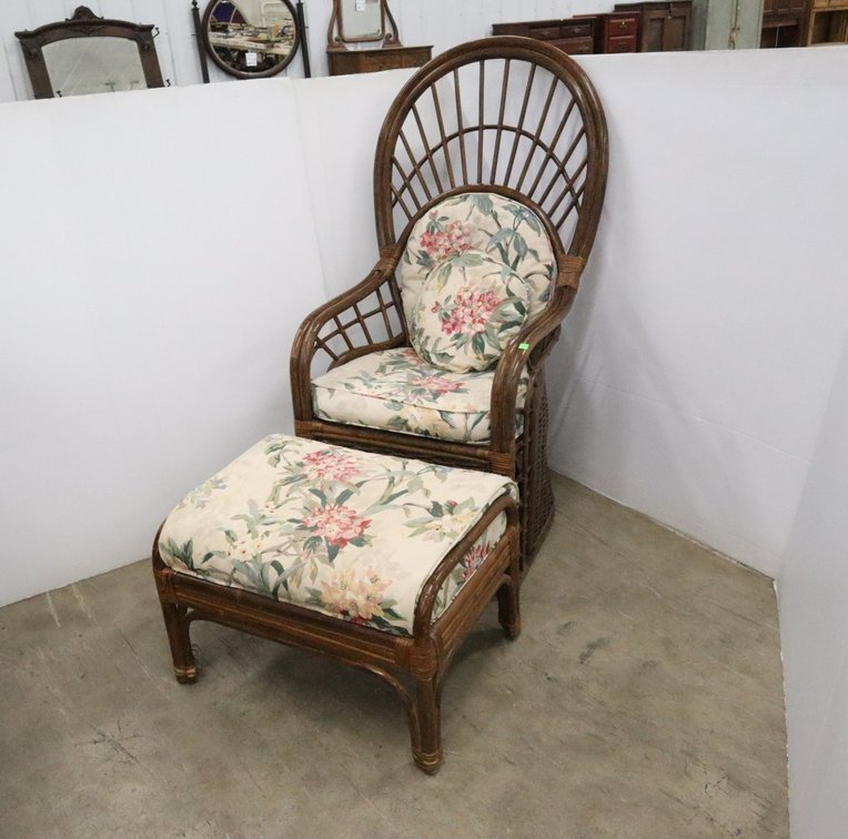 Rattan Chair and Footstool