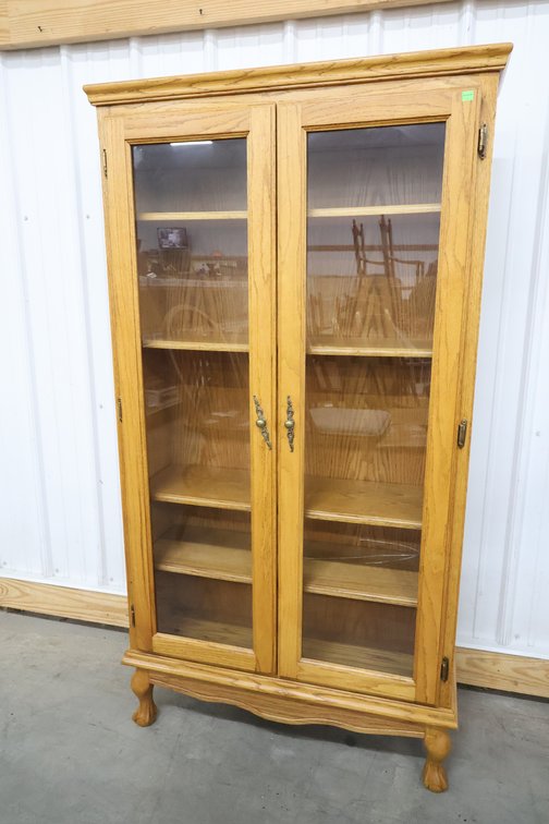 Oak Glass Front Bookshelf