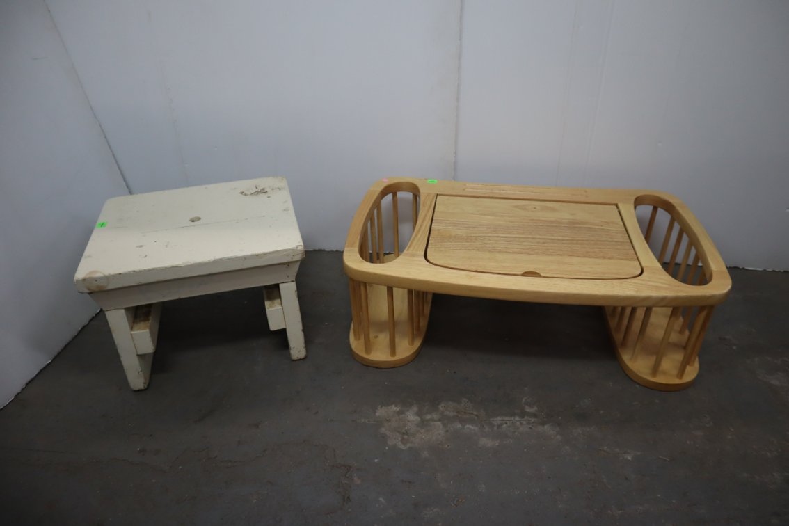Wooden Bed Tray And Stool