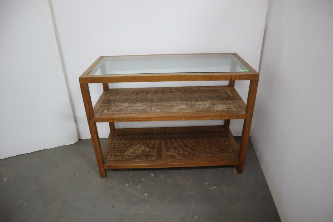 Vintage Glass Top Side Table