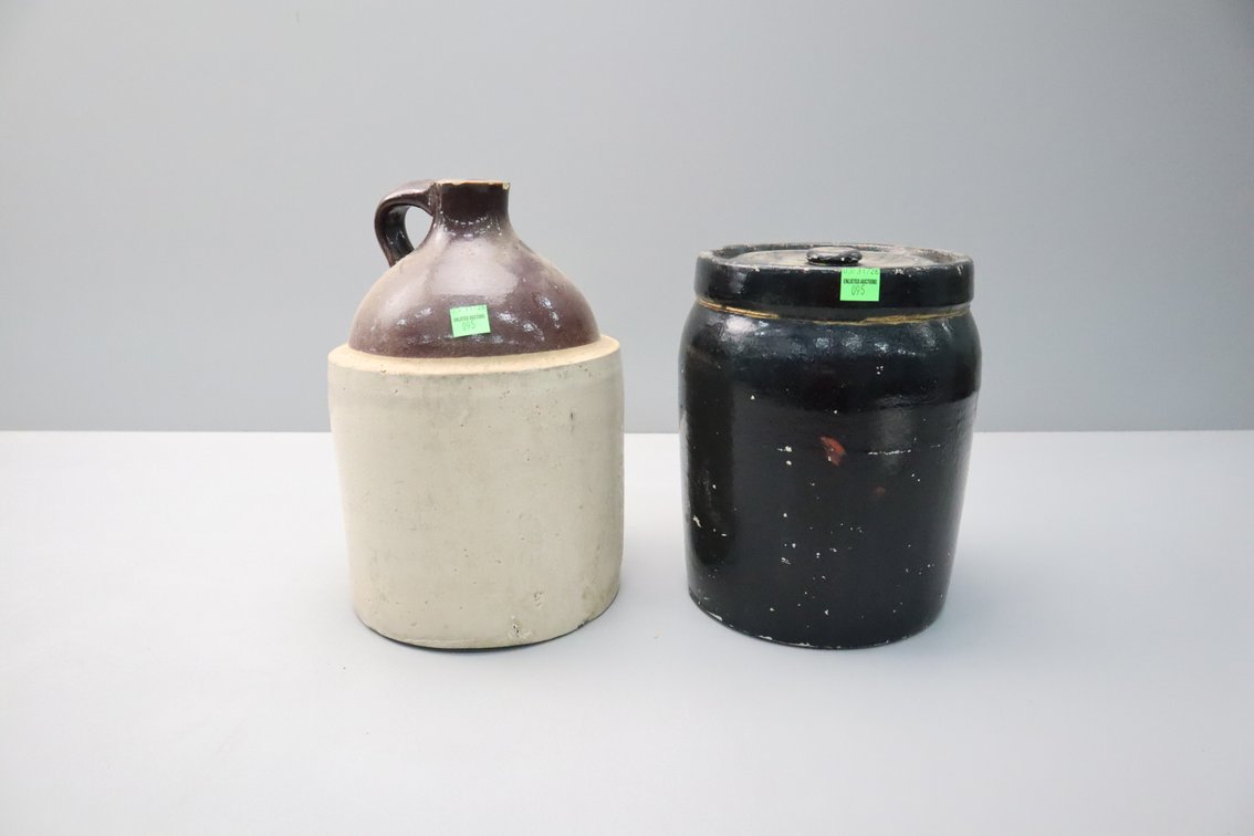 Painted Stoneware Crock andCrock Jug