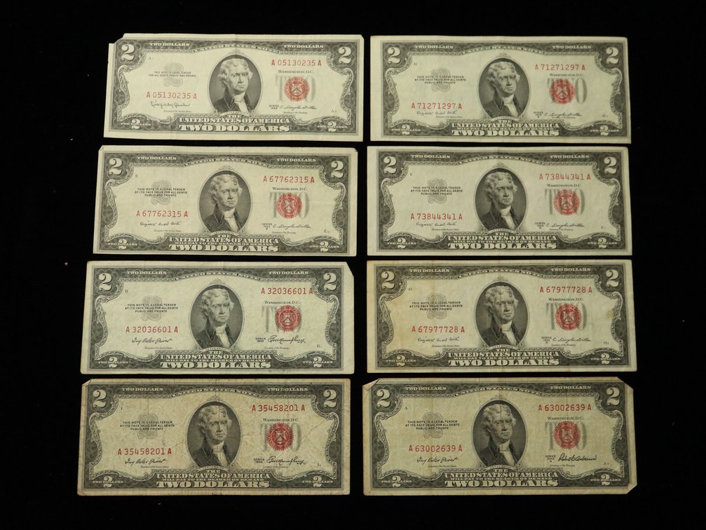 (8) $2 Bills Red Seal