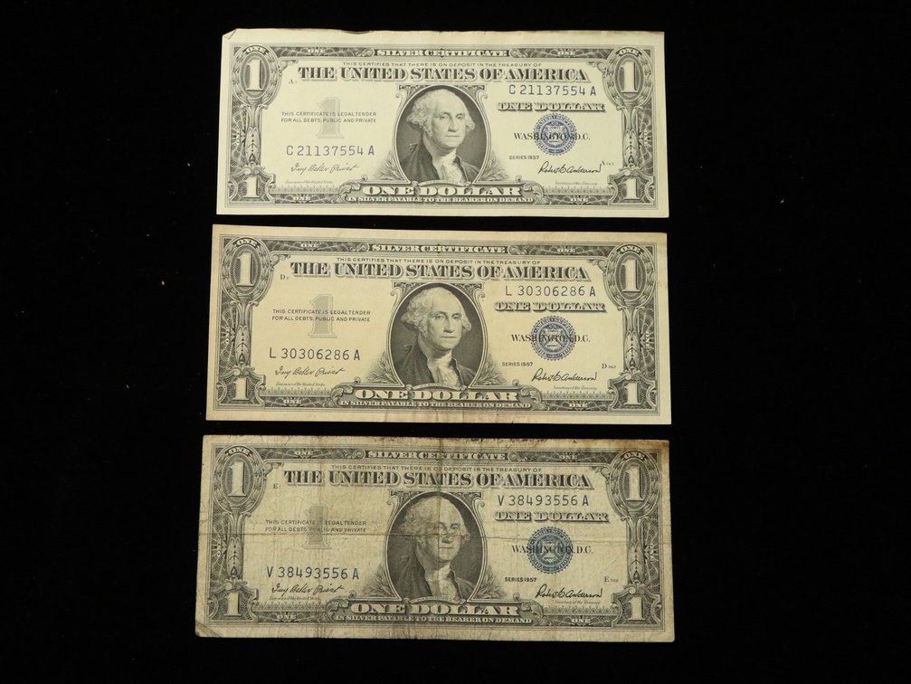 (3) $1 Silver Certificates 1957