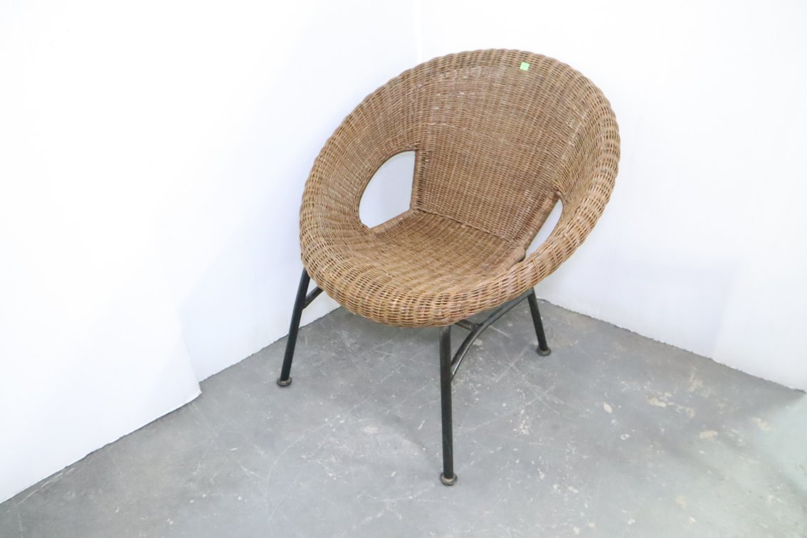 Mid-Century Rattan Hoop Chair