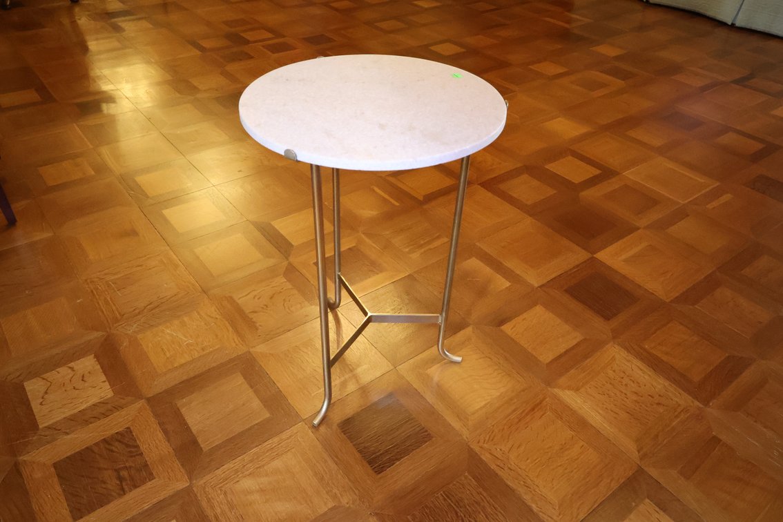 Round Table With Metal Base, Marble Top
