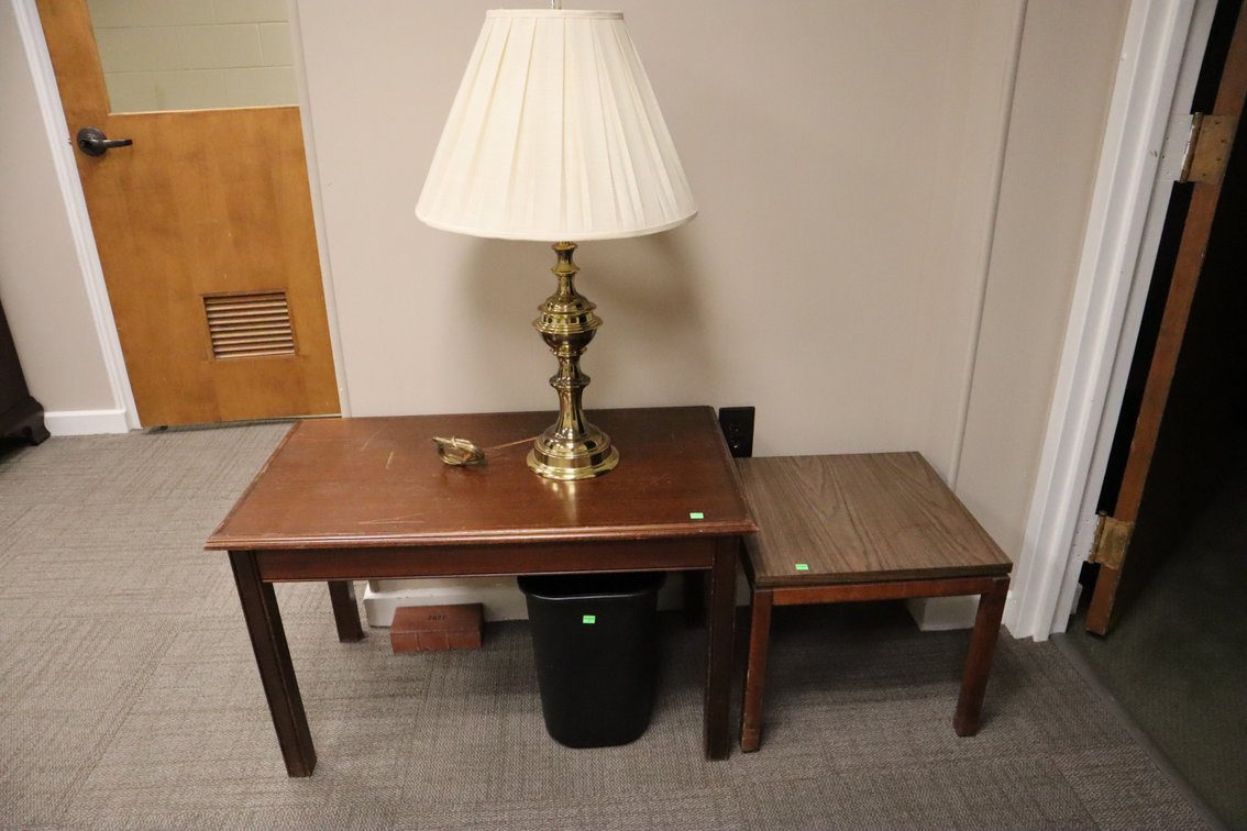 (2) Tables, Lamp, Trash Can