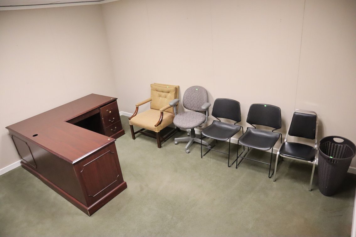 Chairs, Hamper, Corner Desk