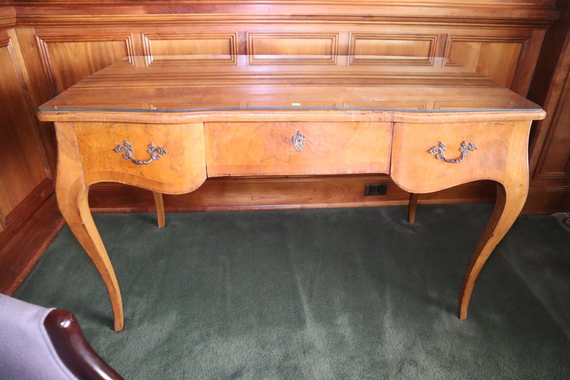 Wooden Desk With Glass Top