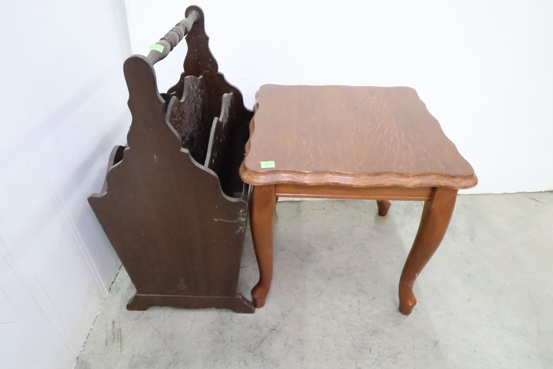 Magazine Rack and Small Table
