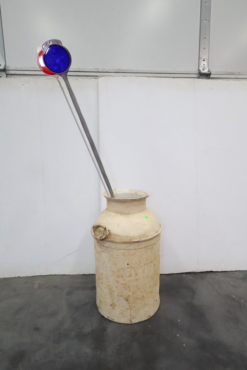 Antique Milk Can and Reflective Markers