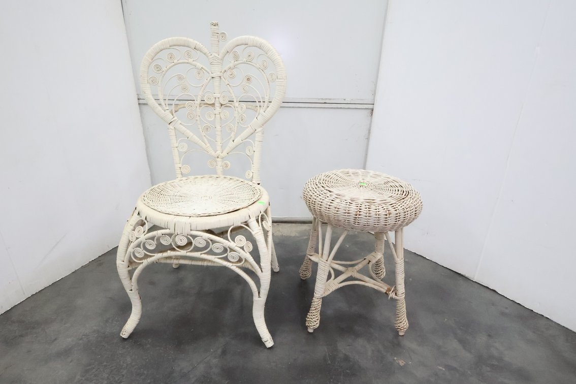Wicker Chair and Stool
