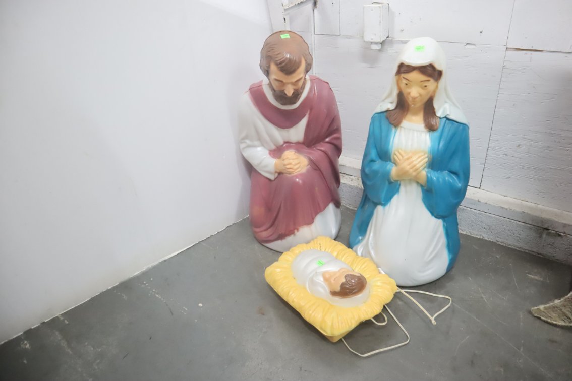Plastic Blow Mold Lighted Nativity Outdoor Ornaments