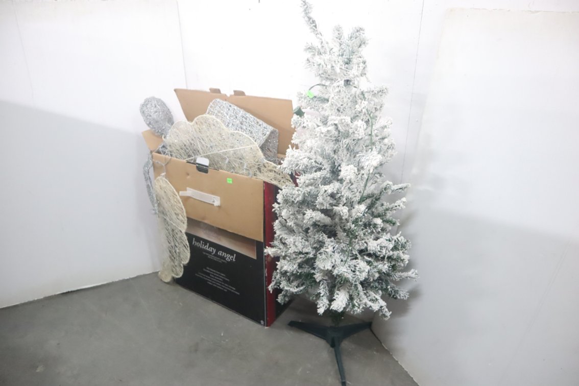 Christmas Tree and Lighted Angel