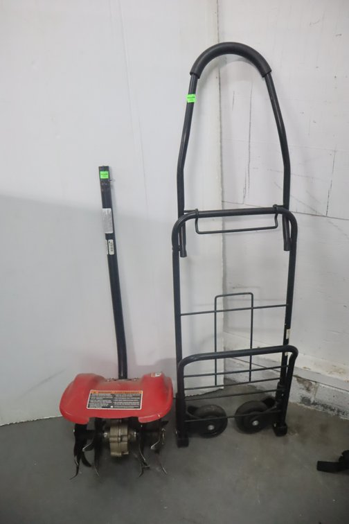 Folding Luggage Cart and A String Trimmer Tiller Attachment