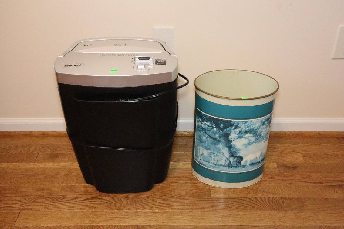 Paper Shredder and Trash Can