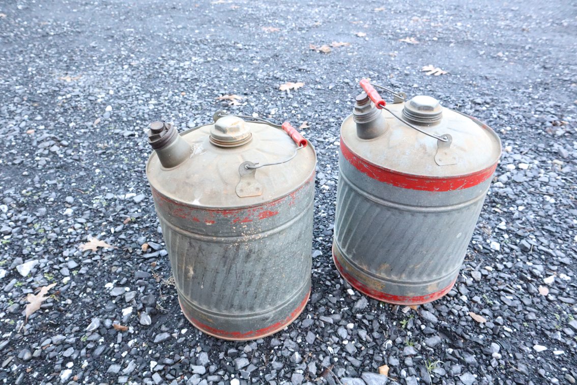 Pair of 5 Gallon Galvanized Gas Cans