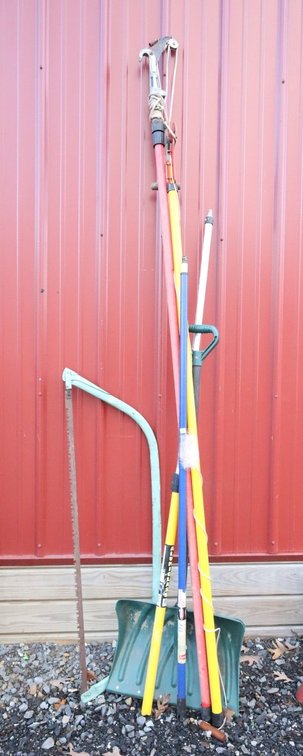 Pole Pruners, Snow Shovel, Broom Handles, Bow Saw