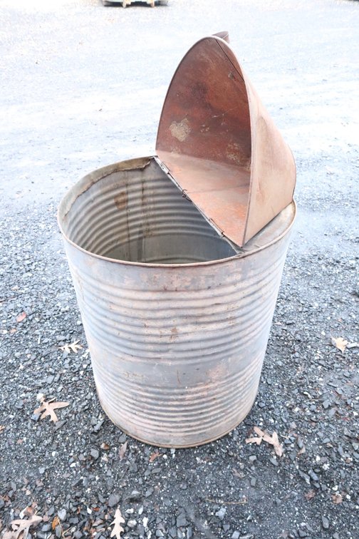 Antique Metal Barrel With Hinged Top