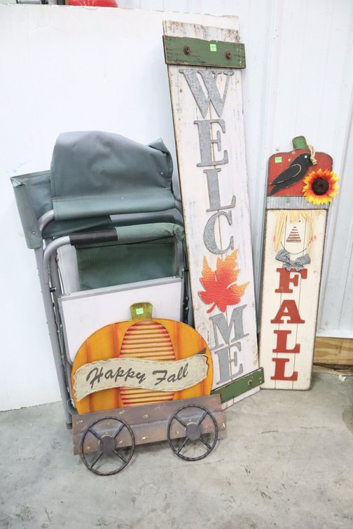 Fall Wooden Signs, Folding Chair