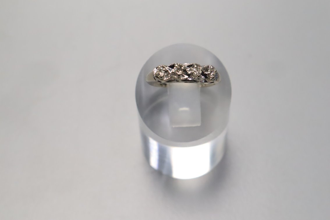 14K White Gold Diamond Natural Band — .10 TW