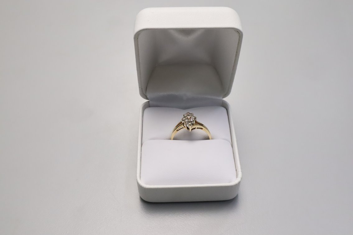 14K Yellow Gold Diamond Cluster Ring 1/4 ct
