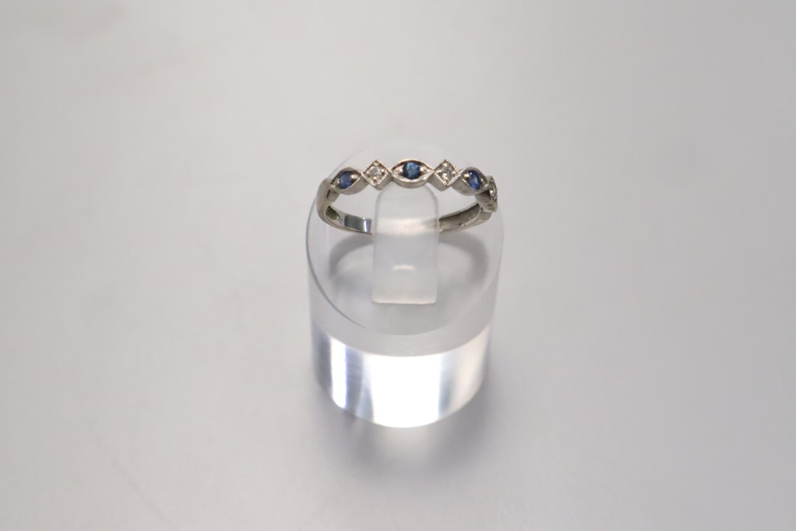 10K White Gold Sapphire and Diamond Band