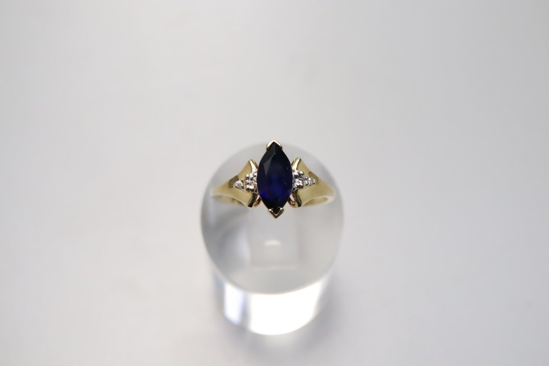 10K Yellow Gold Lab-Grown Sapphire Ring