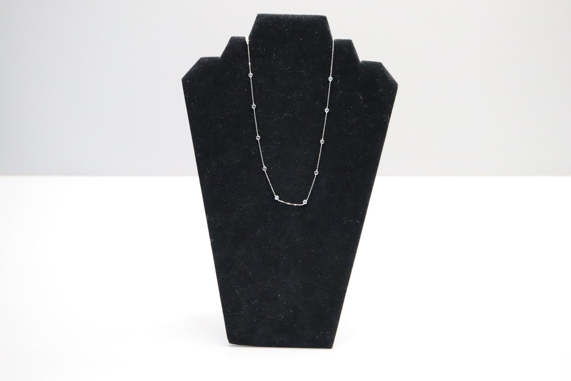 14K White Gold Blue Topaz Pendant