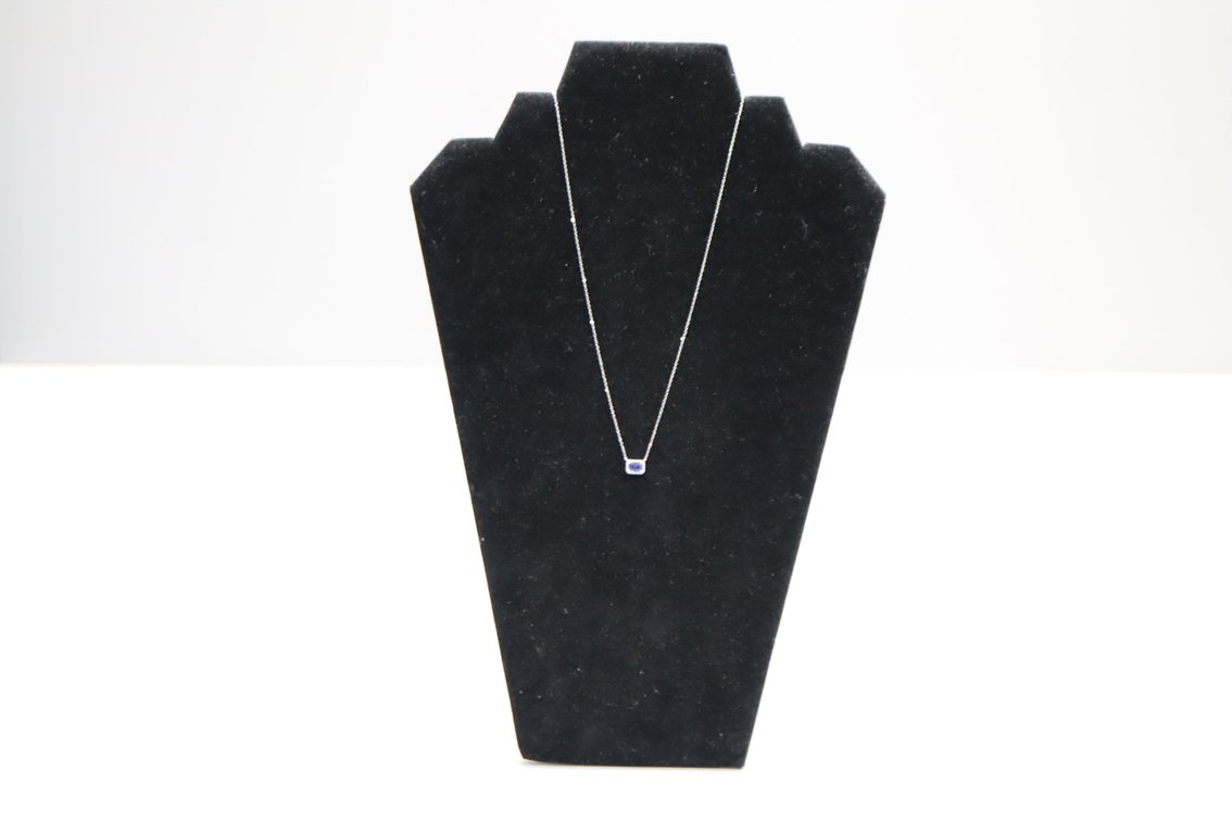 14K White Gold Tanzanite and Diamond Pendant