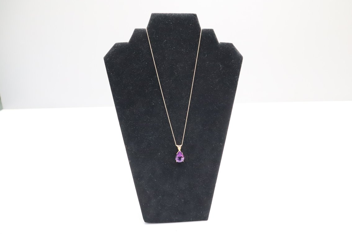 14K Gold Natural Amethyst Pendant 6.95 ct