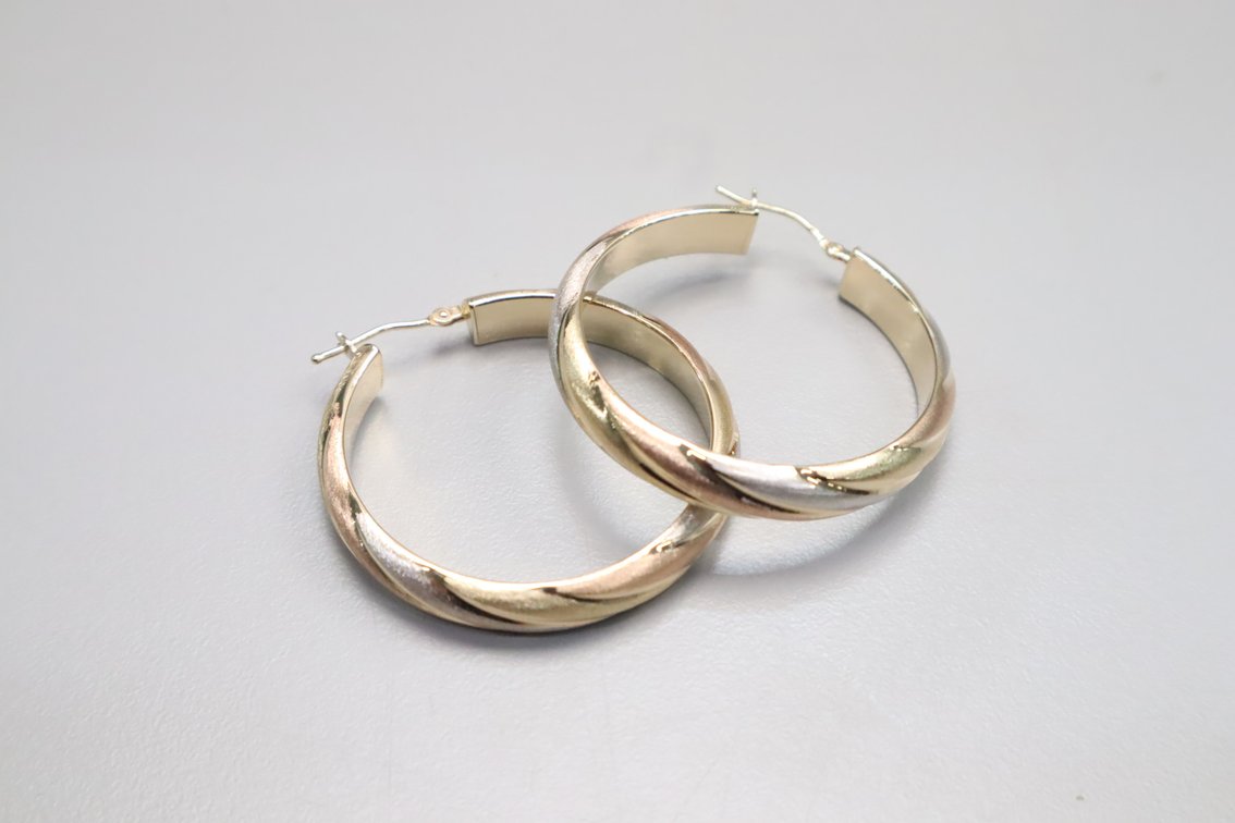Large Round Hoop Earrings 14K