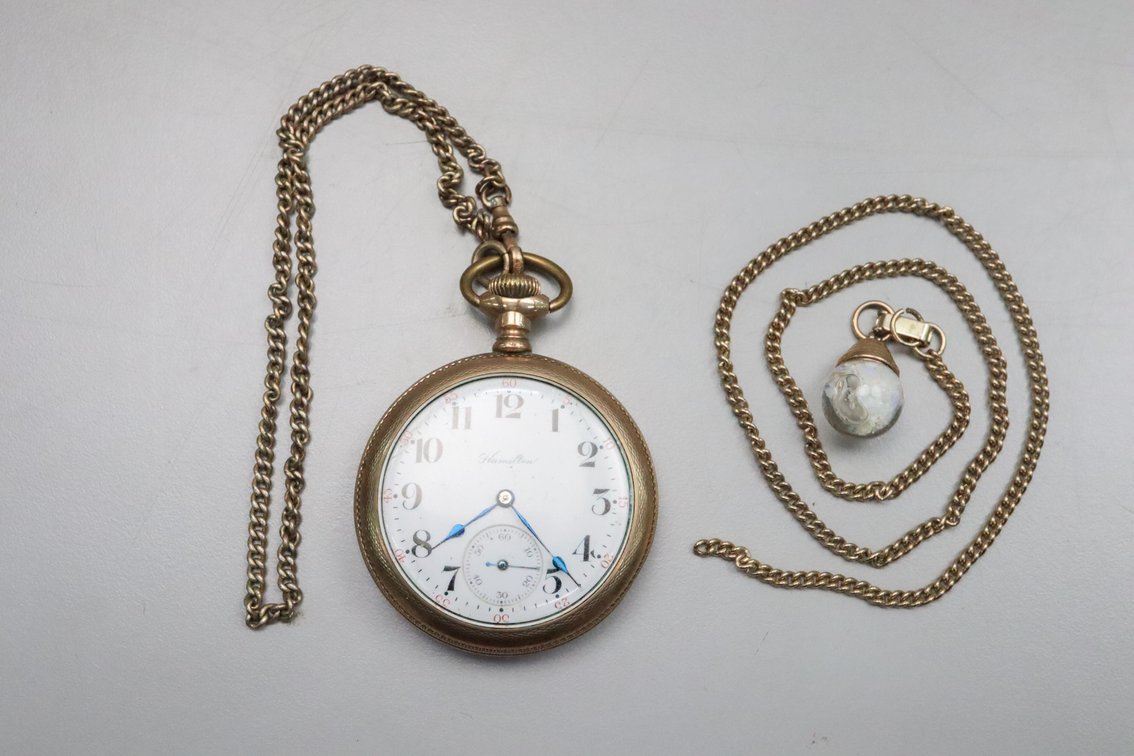17 Jewel Gold Filled w Chain Hamilton