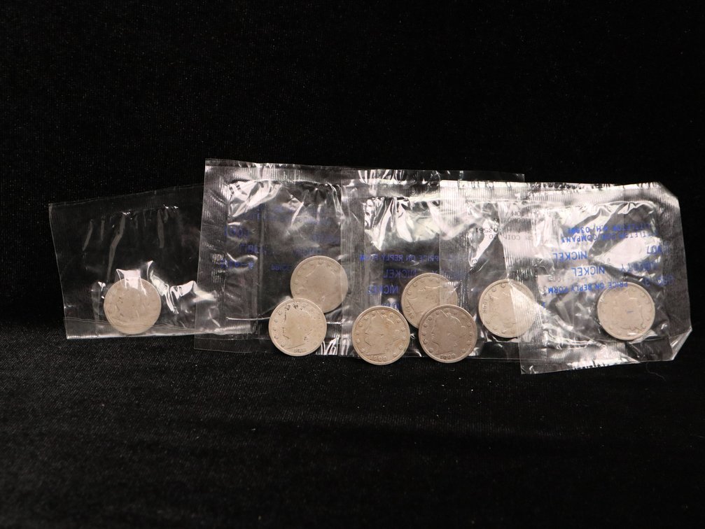 (8) Assorted Date V Nickels