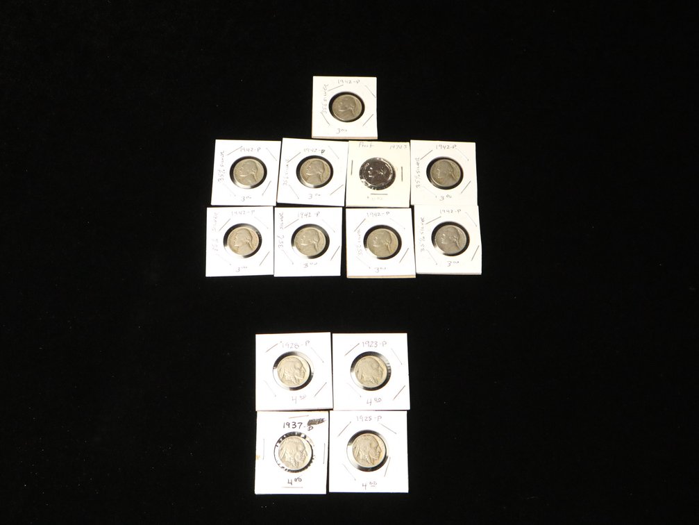 (13) Jefferson & Buffalo Nickels