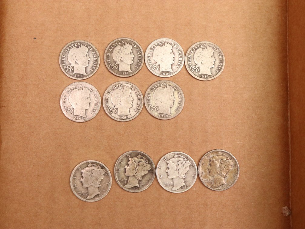 (11) Barber & Mercury Dimes