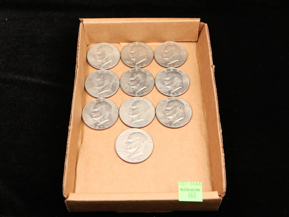 (10) 1974 Eisenhower Dollars