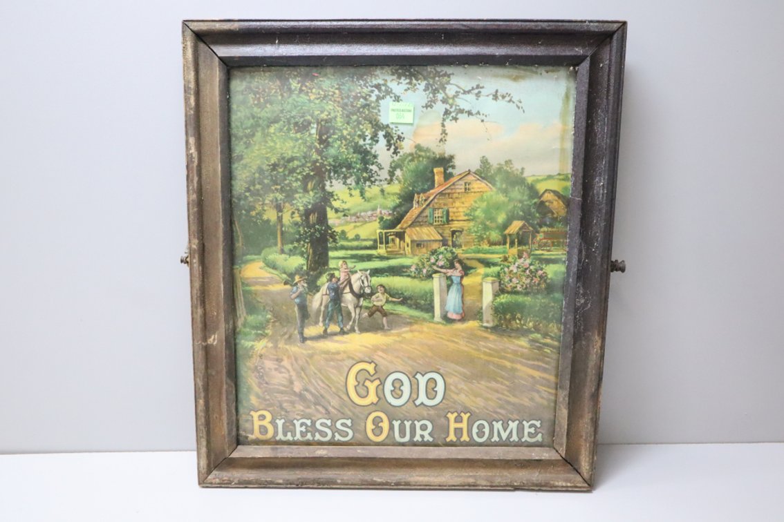 God Bless Our Home Vintage Print